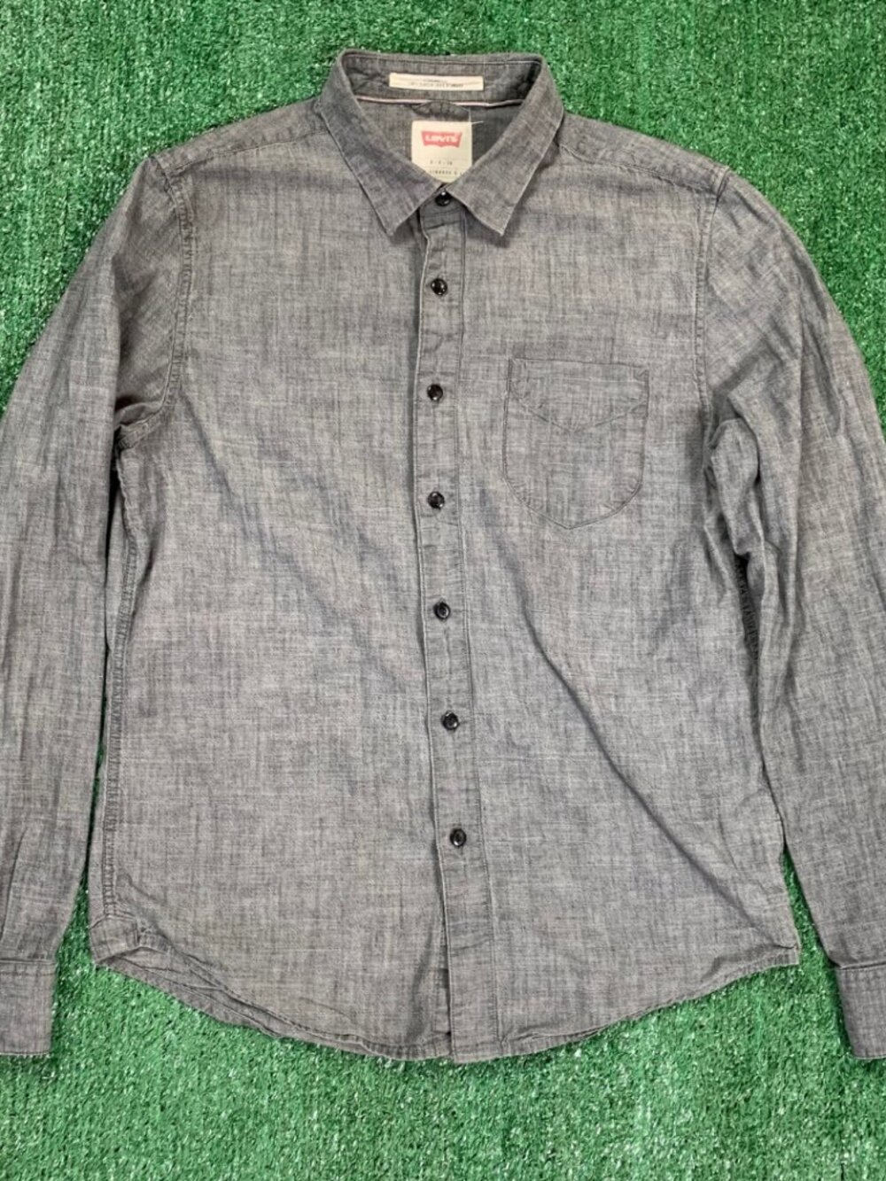 Levi's Men's Grey Chambray Long Sleeve Button Up Shirt Standard Fit S